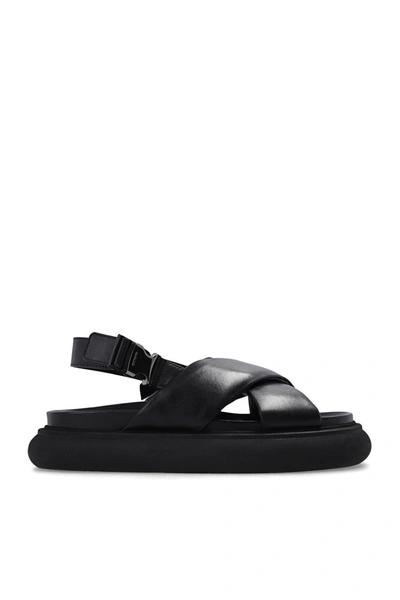 Shop Moncler Black ‘solarisse' Leather Sandals In New