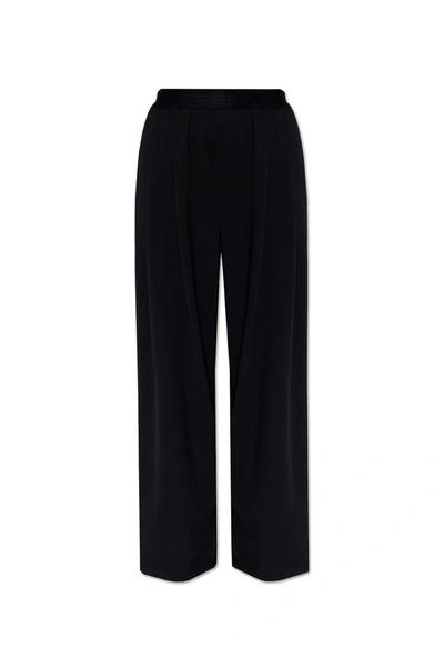 Shop Moncler Black Wide Leg Trousers In New