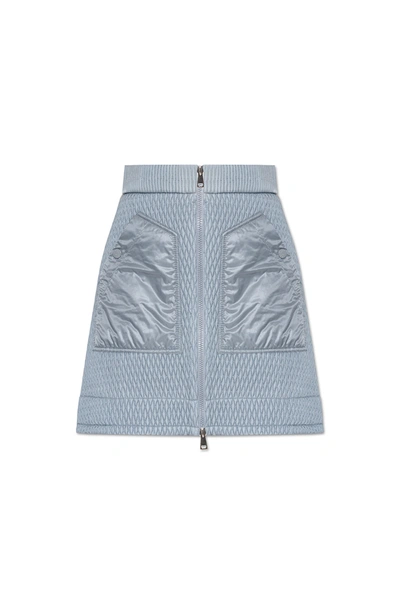 Shop Moncler Light Blue Quilted Skirt In New