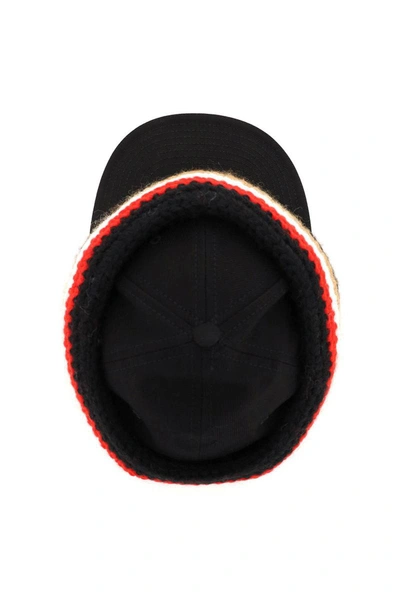 Shop Burberry Baseball Cap With Knit Headband In Multicolor