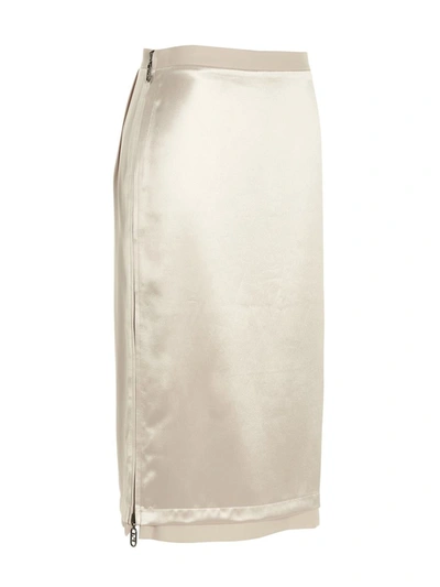 Shop Fendi Midi Pencil Skirt In Beige