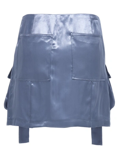 Shop Fendi Satin Miniskirt In Blue