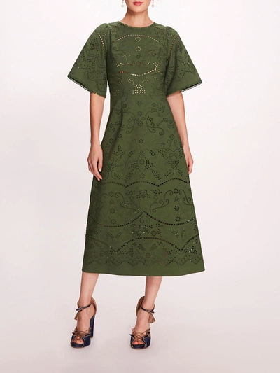 Shop Marchesa Dhalia Midi Dress In Green