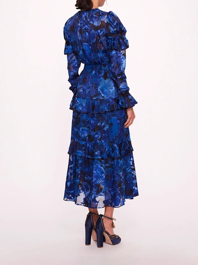 Shop Marchesa Diantha Dress In Blue
