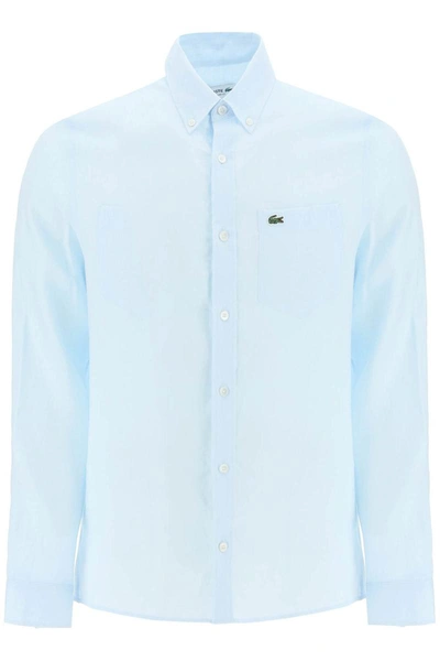 Shop Lacoste Light Linen Shirt In Blue