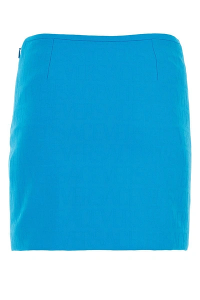 Versace Logo Wool Jacquard Mini Skirt In 1vb70