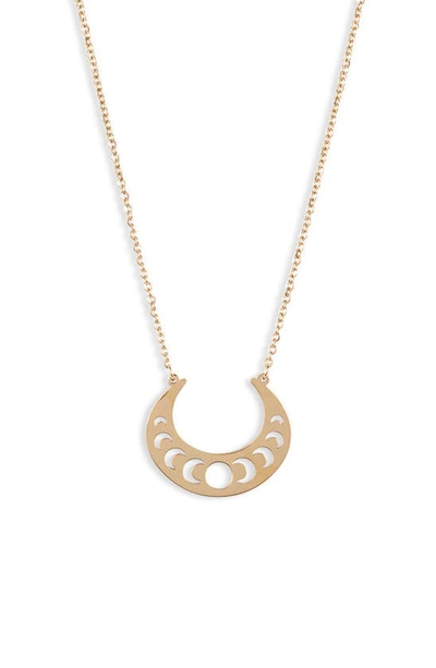 Shop Knotty Crescent Pendant Necklace In Gold Open Crescent