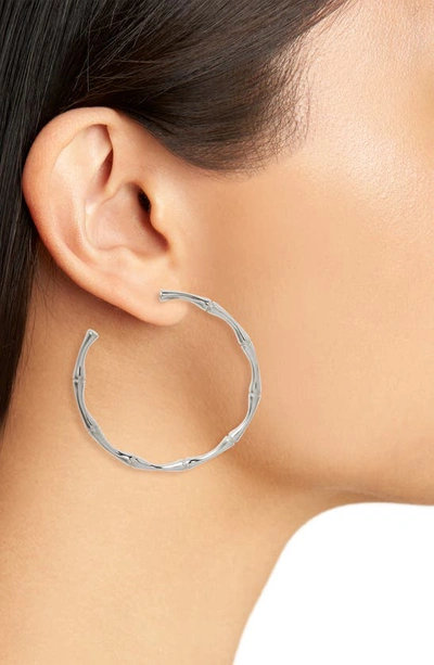 Shop Knotty Textured Hoop Earrings In Rhodium