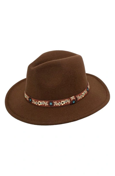 Shop Peter Grimm Sharla Embroidered Felt Panama Hat In Brown