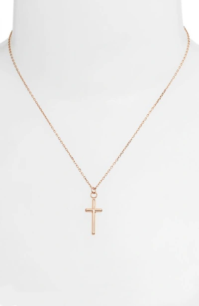 Shop Knotty Cross Pendant Necklace In Rose Gold