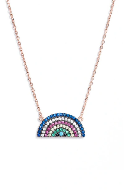 Shop Knotty Rainbow Charm Pendant Necklace In Rose Gold