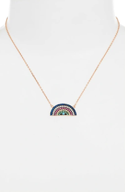 Shop Knotty Rainbow Charm Pendant Necklace In Rose Gold