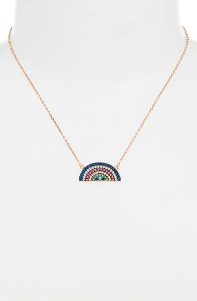 Knotty Rainbow Charm Pendant Necklace In Rose Gold