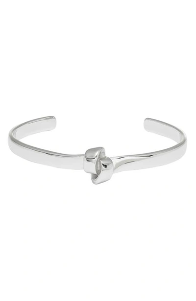 Shop Knotty Flat Knot Cuff Bracelet In Rhodium Silver