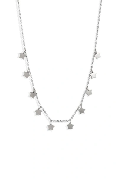 Shop Knotty Stars Charm Necklace In Rhodium Silver