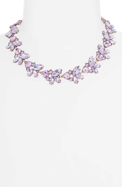 Shop Knotty Crystal Statement Collar Necklace In Gold/ Lavender