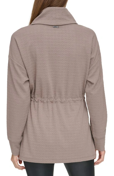 Shop Andrew Marc Sport Textured Cowl Neck Tunic In Taupe
