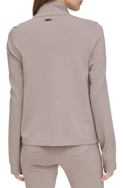 Shop Andrew Marc Sport Stand Collar Ponte Jacket In Taupe