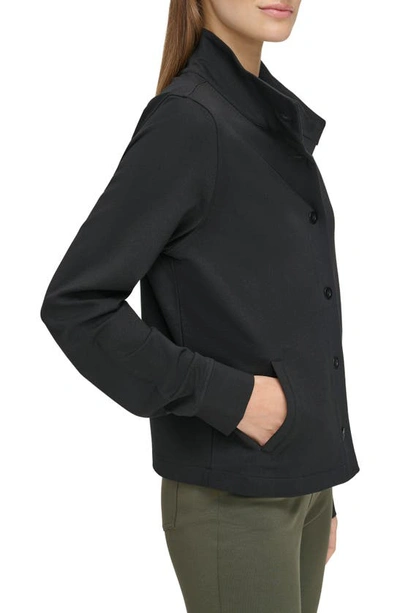 Shop Andrew Marc Sport Stand Collar Ponte Jacket In Black