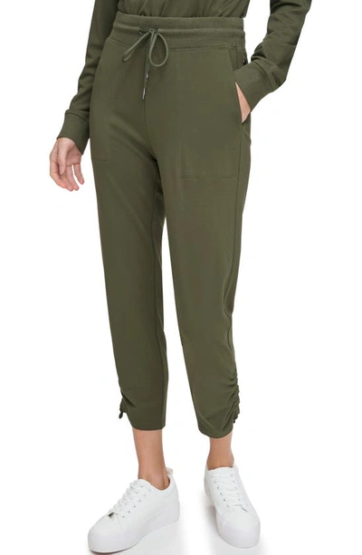 Shop Andrew Marc Sport Cinched Hem Pull-on Pants In Forest Green