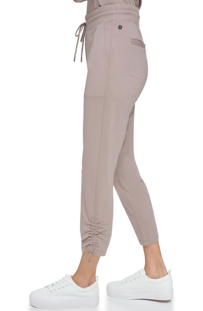 Shop Andrew Marc Sport Cinched Hem Pull-on Pants In Taupe