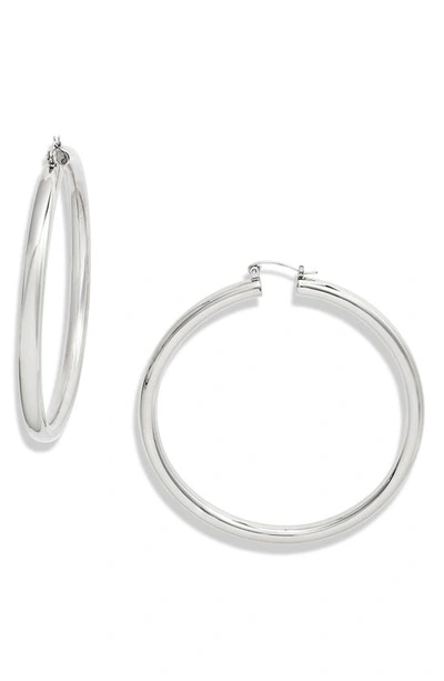 Shop Knotty Extra Large Hoop Earrings In Rhodium