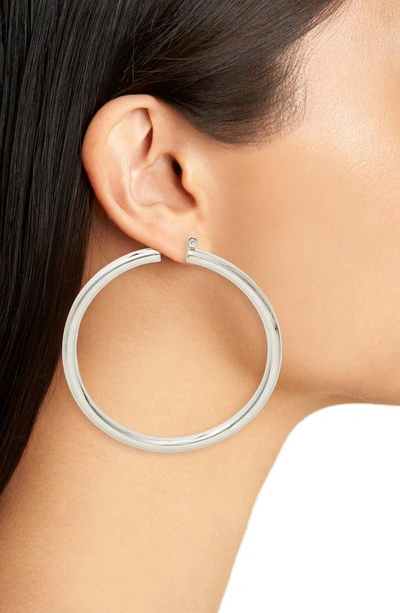 Shop Knotty Extra Large Hoop Earrings In Rhodium