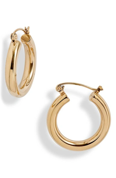 Shop Knotty Mini Classic Tube Hoop Earrings In Gold