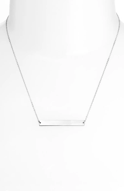 Knotty Bar Necklace In Rhodium Silver