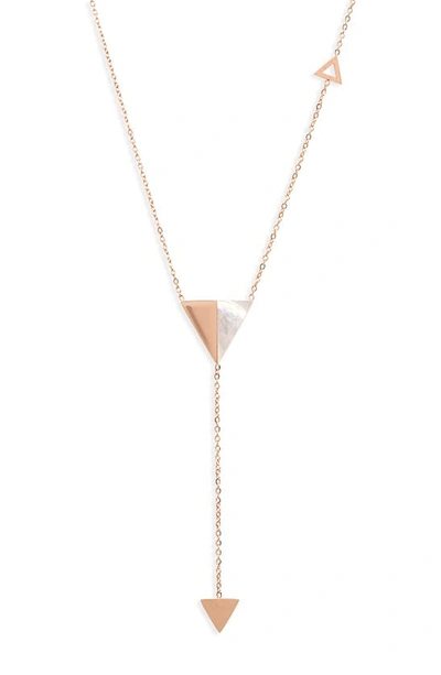 Shop Knotty Triangle Pendant Drop Y-necklace In Pink