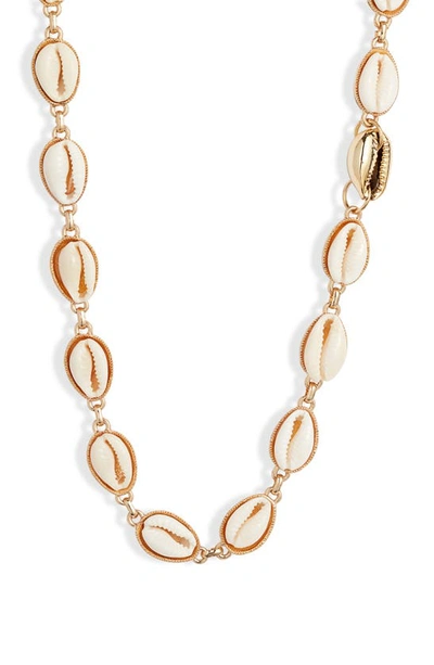 Shop Knotty Puka Shell Necklace In Gold