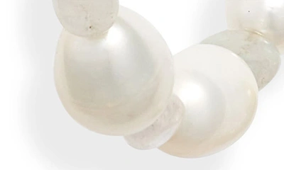 Shop Knotty Imitation Pearl Hoop Earrings In White/ Rainbow