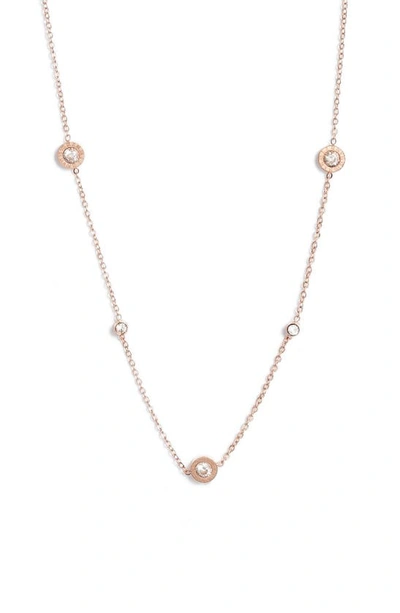 Shop Knotty Roman Numeral Charm Necklace In Rose Gold