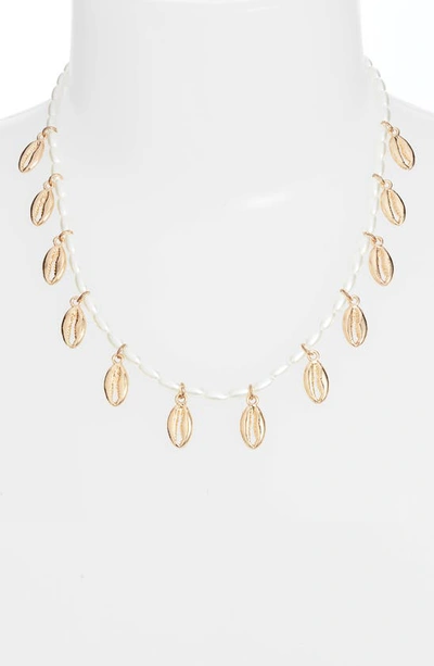Shop Knotty Beaded Shell Necklace In Gold