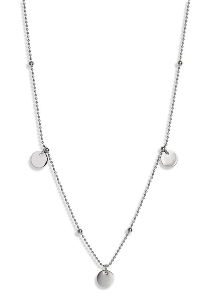 Shop Knotty Disc Charm Necklace In Rhodium