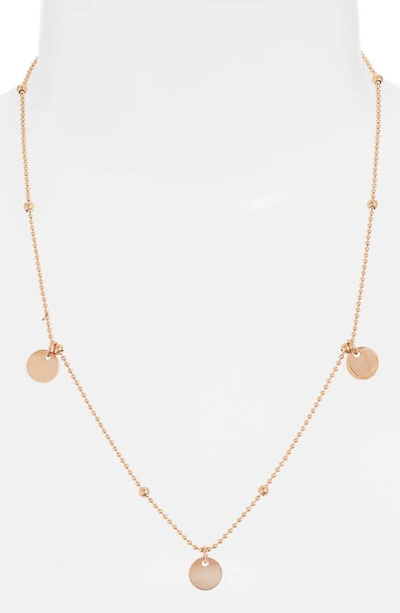 Shop Knotty Disc Charm Necklace In Rose Gold