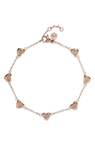 Shop Knotty Delicate Heart Bracelet In Rose Gold