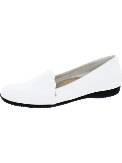 Shop Trotters Sage Womens Faux Leather Slip-on Loafers In White