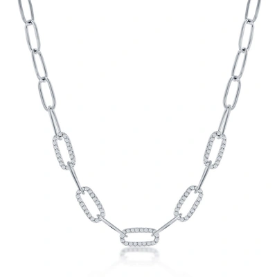 Shop Simona Sterling Silver Or Gold Plated Over Sterling Silver 5mm Cz Paperclip Necklace