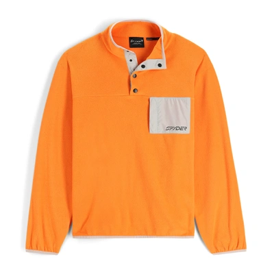 Shop Spyder Mens Snap Lounge Pullover - Tangerine In Orange