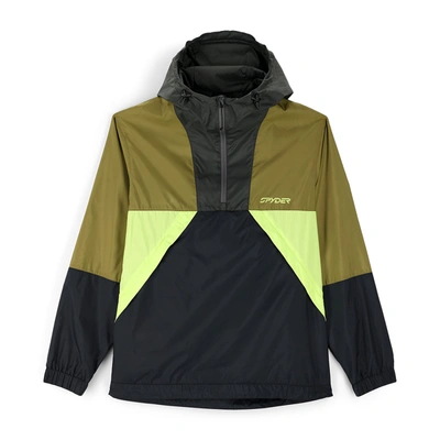 Shop Spyder Mens Belford Windbreaker - Dark Olive Green Black (2022) In Multi