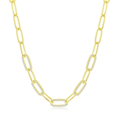 Shop Simona Sterling Silver Or Gold Plated Over Sterling Silver 5mm Cz Paperclip Necklace