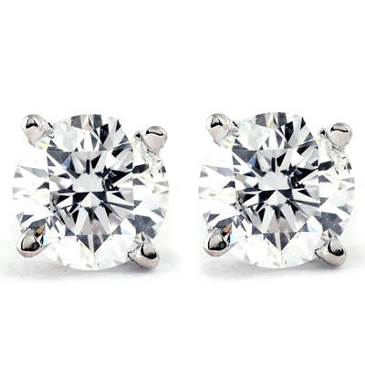Pompeii3 Tiny 1/4ct Round Diamond Small Stud Earrings In 14k White Or Yellow Gold Classic Setting In White