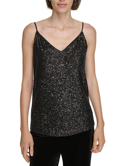 Shop Calvin Klein Womens Sequined Double V Cami In Black