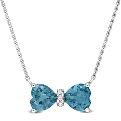 Mimi & Max 1ct Tgw London Blue Topaz And Diamond Accent Necklace In 10k White Gold In Blue