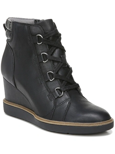 Shop Dr. Scholl's Shoes Just For Fun Womens Leather Lace-up Ankle Boots In Black