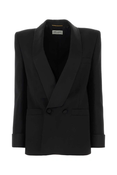 Shop Saint Laurent Jackets And Vests In Black