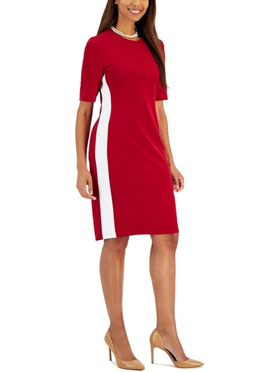 Shop Kasper Womens Crepe Colorblock Sheath Dress In Red