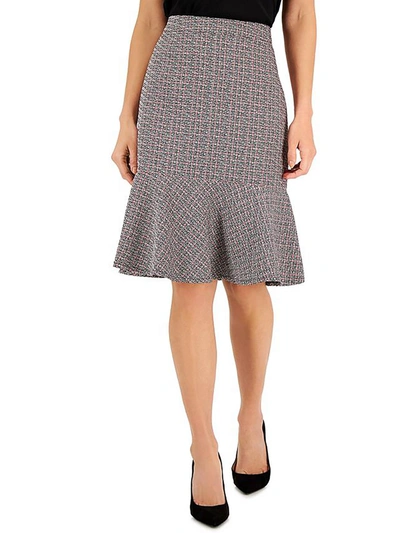 Shop Kasper Petites Womens Tweed Flounce A-line Skirt In Multi