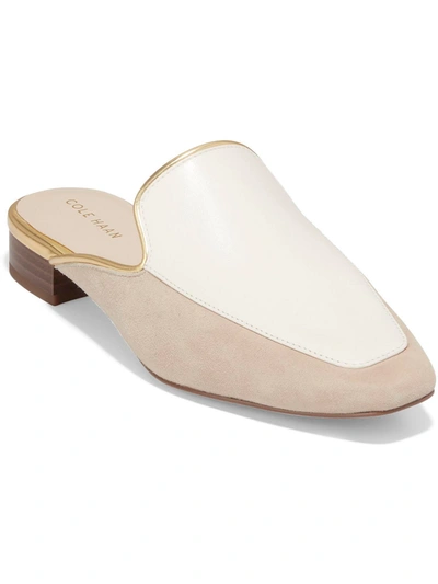 Shop Cole Haan Perley Womens Leather Slip-on Mules In Silver